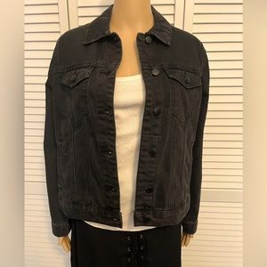 Cool Velvet Heart denim size S black jean jacket embroidered sleeve NWT